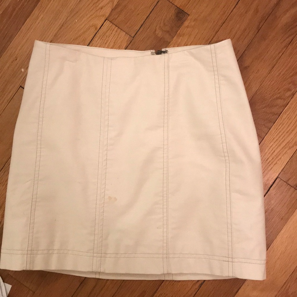 free people white leather skirt